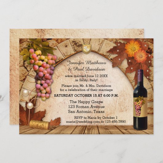 ワイ素朴ンエロペまたはポストウェディングパーティー招待状 招待状 (正面/裏面)