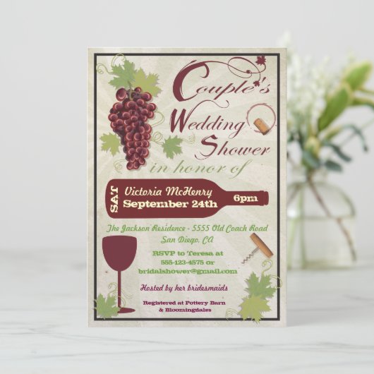 ワイ素朴ンカップルウェディングシャワー招待状 招待状 (スタンド正面)