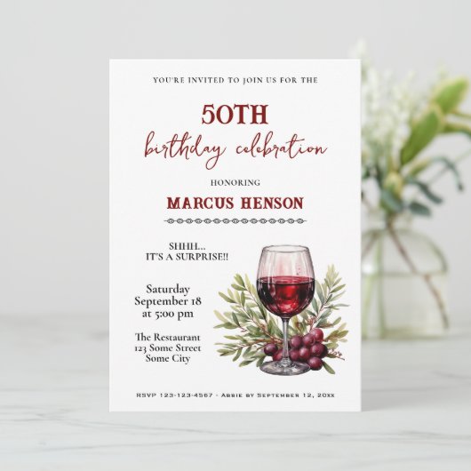 ワイ素朴ングラス50誕生日サプライズパーティー 招待状 (スタンド正面)