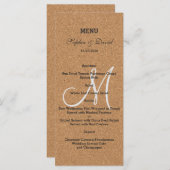 ワイ素朴ンコルク結婚のモノグラムメニュー メニュー (正面/裏面)