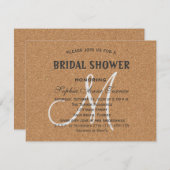 ワイ素朴ンコーク結婚ズモノグラムブライダルシャワー 招待状 (正面/裏面)