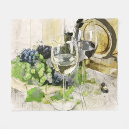 ワイ素朴ンバレルグラスと葡萄ブランケを投げる フリースブランケット