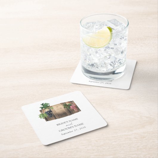 ワイ素朴ンバレルワイナリーヴィネヤードズ結婚ズ スクエアペーパーコースター (インサイチュ)