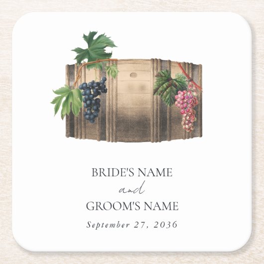 ワイ素朴ンバレルワイナリーヴィネヤードズ結婚ズ スクエアペーパーコースター (正面)