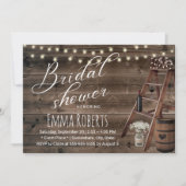 ワイ素朴ンバレル&木製はしごブライダルシャワー 招待状 (正面)