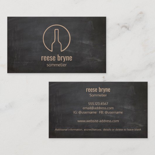 ワイ素朴ンボトルロゴソムリエビジネス 名刺 (正面/裏面)