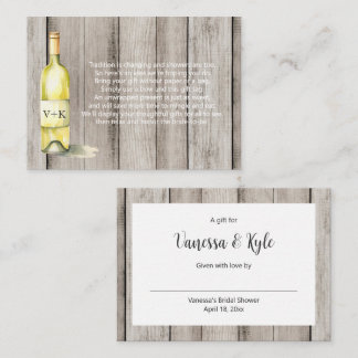 ワイ素朴ンボトル表示ブライダルシャワーラベル エンクロージャーカード