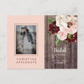 ワイ素朴ン&赤面フローラフォトブライダルシャワー インビテーションポストカード (正面)