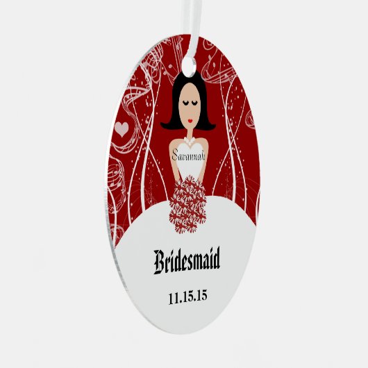 ワイ結婚ンズガウンのブライドメイドのクリスマス装飾 メタルオーナメント (正面右)