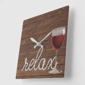 ワイ航海のンとリラックス文字で木を縄で縛る スクエア壁時計 (傾斜)