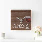 ワイ航海のンとリラックス文字で木を縄で縛る スクエア壁時計 (ホーム)