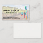 ワイ芸術的ングラスボトルロゴ |ブドウ園 名刺 (正面/裏面)