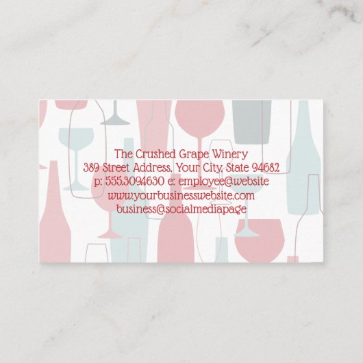 ワイ芸術的ンボトルとグラス 名刺 (裏面)