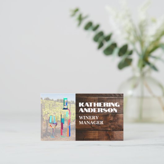 ワイ芸術的ンロゴ |木材 名刺 (スタンド正面)