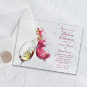 ワイ赤と白ンダン結婚スお祝い アクリル招待状