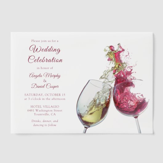 ワイ赤と白ンダン結婚スお祝い ベラム紙招待状 (正面)