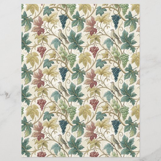 ワイ離れンと葡萄の鳥スクラップブック紙赤 (正面)