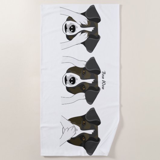ワウを振る ビーチタオル (正面)