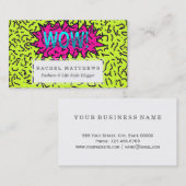 ワウを走り書きされるネオンレトロの80年代の90年代! タイポグラフィ 名刺 (正面/裏面)