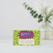 ワウを走り書きされるネオンレトロの80年代の90年代! タイポグラフィ 名刺 (スタンド正面)