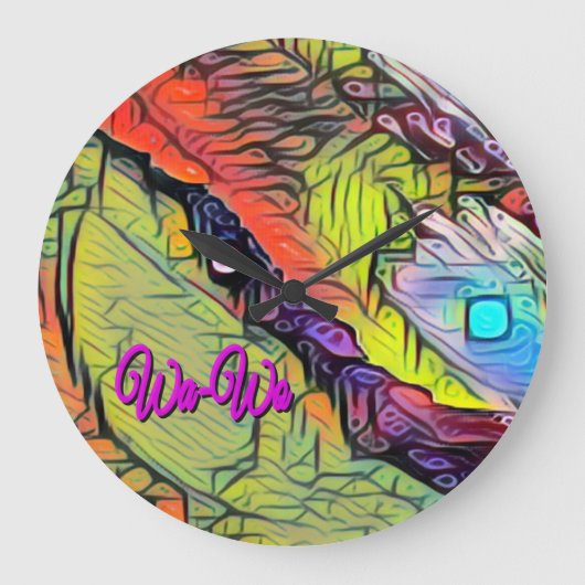 ワウォウェーブNFTアートサンセットバイザシー36 ラージ壁時計 (正面)