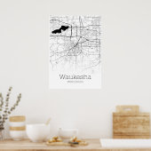 ワウケシャの地図 – ウィスコンシン州 – 市内地図ポスター ポスター (キッチン)
