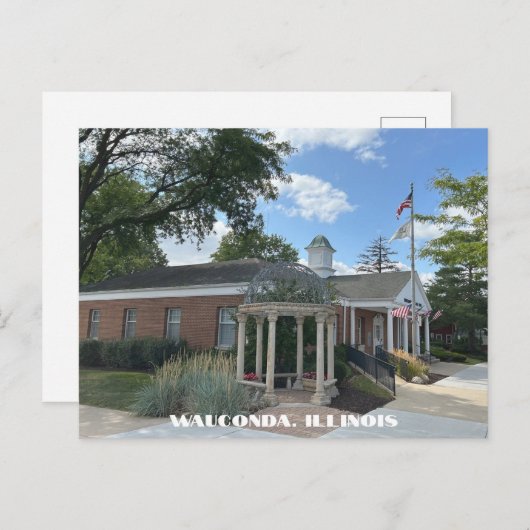 ワウコンダイリノイのダウンタウンの郵便局の角 ポストカード (正面/裏面)