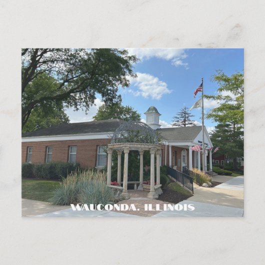 ワウコンダイリノイのダウンタウンの郵便局の角 ポストカード (正面)