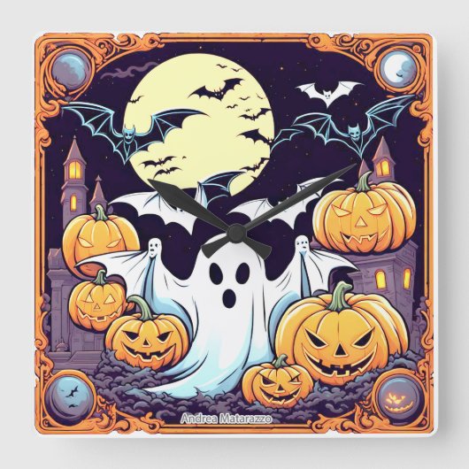 ワウハロウィーンスリル スクエア壁時計 (正面)