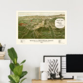 ワウワトサ， WIパノラママップ – 1892 ポスター (ホームオフィス)