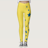 ワウ! 黄色およびブルースターのダウン症のレギンス レギンス (正面)