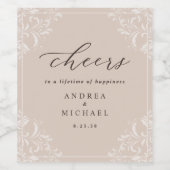 ワエレガントイきらめくンタン結婚ヴィンテージ ワインラベル (シングルラベル)