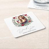 ワエレガントイ飲・イン・ラブブライダルシャワー スクエアペーパーコースター (アングル)