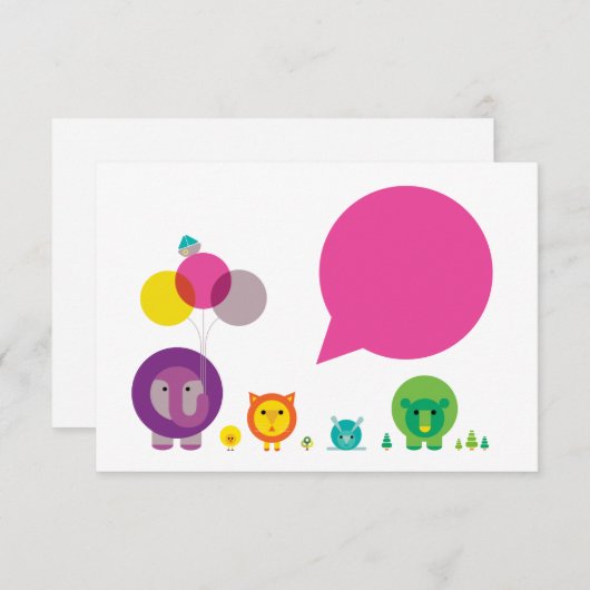 ワオ！動物園フィエスタのグリーティングカード ノートカード (正面/裏面)