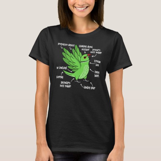 ワカケホンセイインコの解剖図Ⅰ Tシャツ (正面)