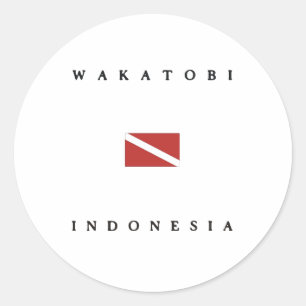 ワカトビ・インドネシアスキューバダイブ国旗 ラウンドシール