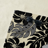 ワキニベイハワイアンハイビスカスフローラ – ブラック ビーチタオル (インサイチュ)