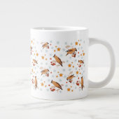 ワクウィング，鳥，ベリー，スター，スノーフレーク，冬 ジャンボコーヒーマグカップ (右)