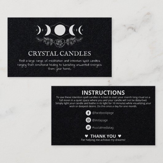 ワクシンウェーニングムーンクリスタルキャンドルスペル 名刺 (正面/裏面)