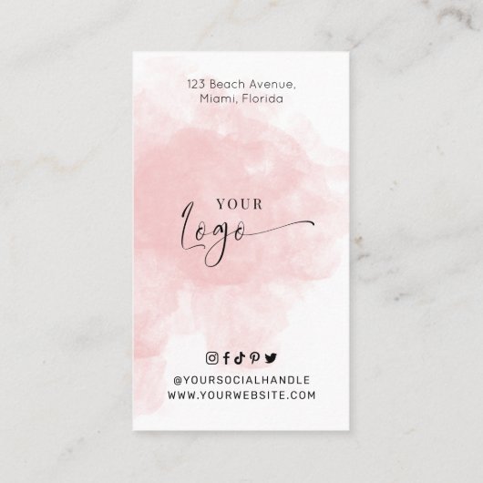 ワクシングアフターケアガイドピンク水彩美しい 名刺 (裏面)