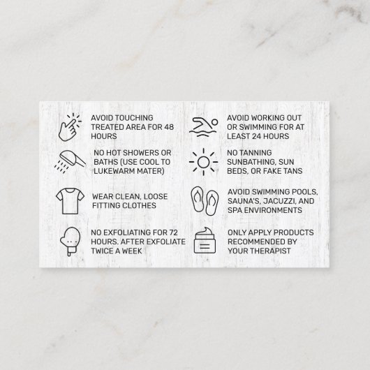 ワクシングウッド春アフターケアカード 名刺 (裏面)