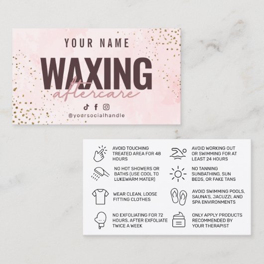 ワクシングマーブル金ゴールドピンクラグジュアリーアフターケアカード 名刺 (正面/裏面)