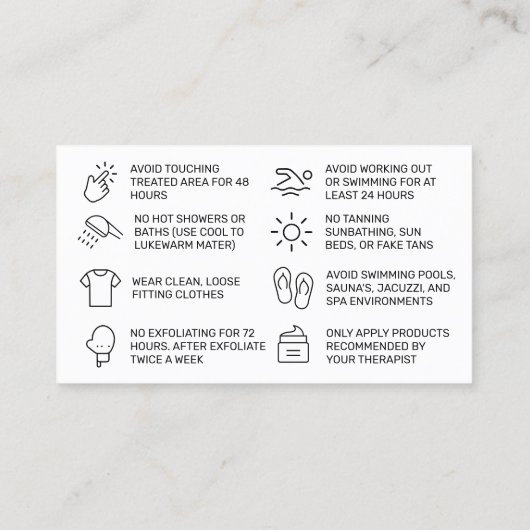 ワクシングマーブル金ゴールドピンクラグジュアリーアフターケアカード 名刺 (裏面)