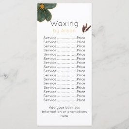 ワクシング技術者/エステティシャンゴールデンマルーンティール（緑がかった色） メニュー