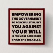 ワクチンの議論 缶バッジ (正面)