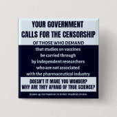 ワクチンの議論 缶バッジ (正面)