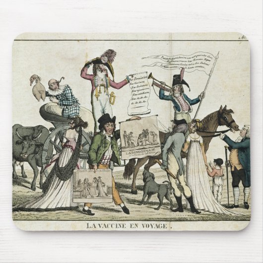 ワクチンを提供しているにせ医者医者の風刺漫画 マウスパッド (正面)