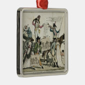 ワクチンを提供しているにせ医者医者の風刺漫画 メタルオーナメント (右)