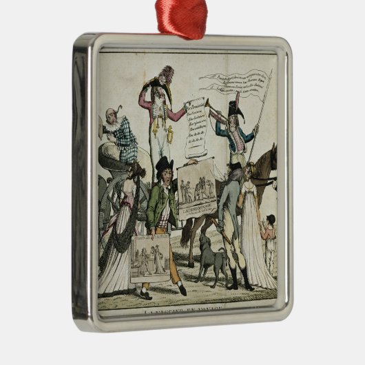 ワクチンを提供しているにせ医者医者の風刺漫画 メタルオーナメント (右)