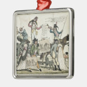 ワクチンを提供しているにせ医者医者の風刺漫画 メタルオーナメント (左)